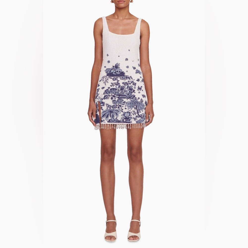 Staud Le Sable Floral Beaded Minidress